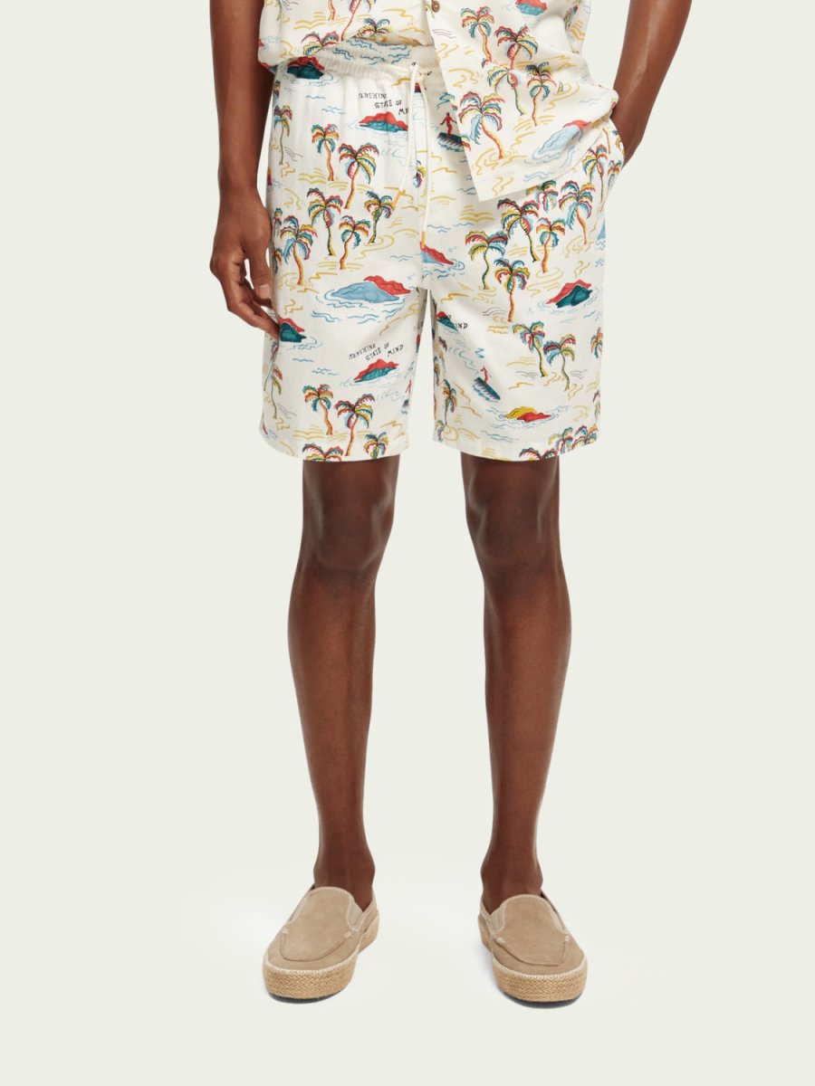 Men's Fave Printed Bermuda Shorts - Herre - White Palmtree - Gumpel & Co