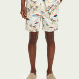 Men's Fave Printed Bermuda Shorts - Herre - White Palmtree - Gumpel & Co