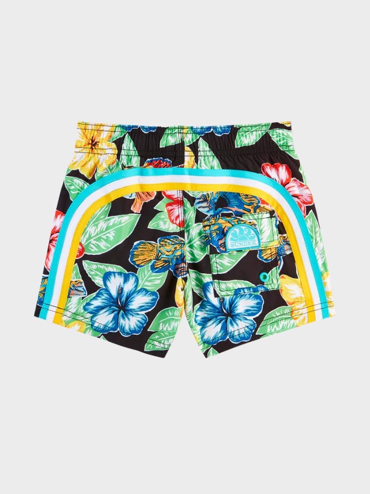 SUNDEK Boardshort Flower Print - Mens - Black