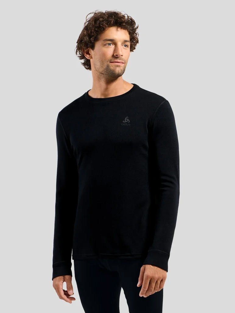 Men's Natural Merinould 260g/m2 Crew Neck Skiundertrøje - Herre - Black - Gumpel & Co