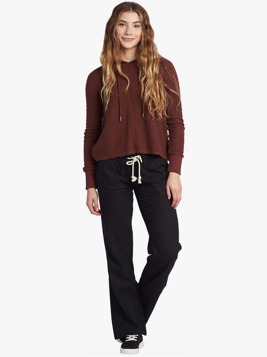 Women's Oceanside Flared Hør Bukser - Dame - True Black - Gumpel & Co