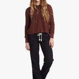 Women's Oceanside Flared Hør Bukser - Dame - True Black - Gumpel & Co