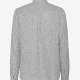 Men's REGULAR STRIPED LINEN SHIRT - Total Eclipse - Gumpel & Co