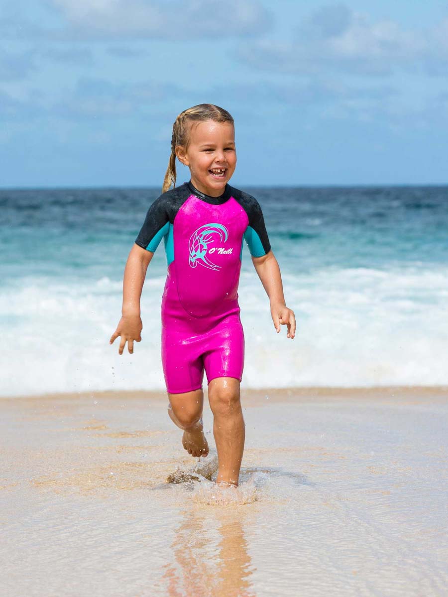 Toddler Reactor II 2mm Back Zip S/S shorty våddragt | Børn | Slate/Berry/Seaglove - Gumpel & Co