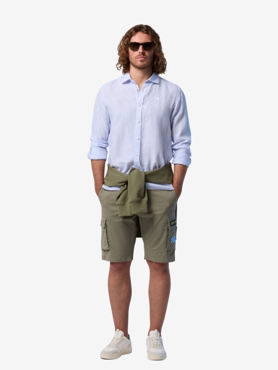 Classic stripe linen shirt - Mænd - Sand/White - Gumpel & Co