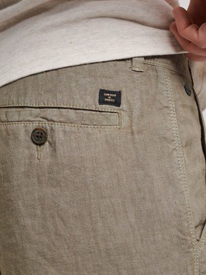 Men's Overfarvede Shorts i Hør - Herre - Washed Khaki - Gumpel & Co