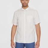 Men's Regular Hør Short Sleeve Shirt - Herre - Light Feather Gray - Gumpel & Co