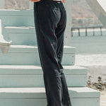 Women's Oceanside Flared Hør Bukser - Dame - True Black - Gumpel & Co