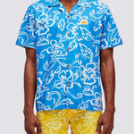 Men's Allov Hibiscus SS Shirt - Herre - Vintage Sapphire (Blå) - Gumpel & Co