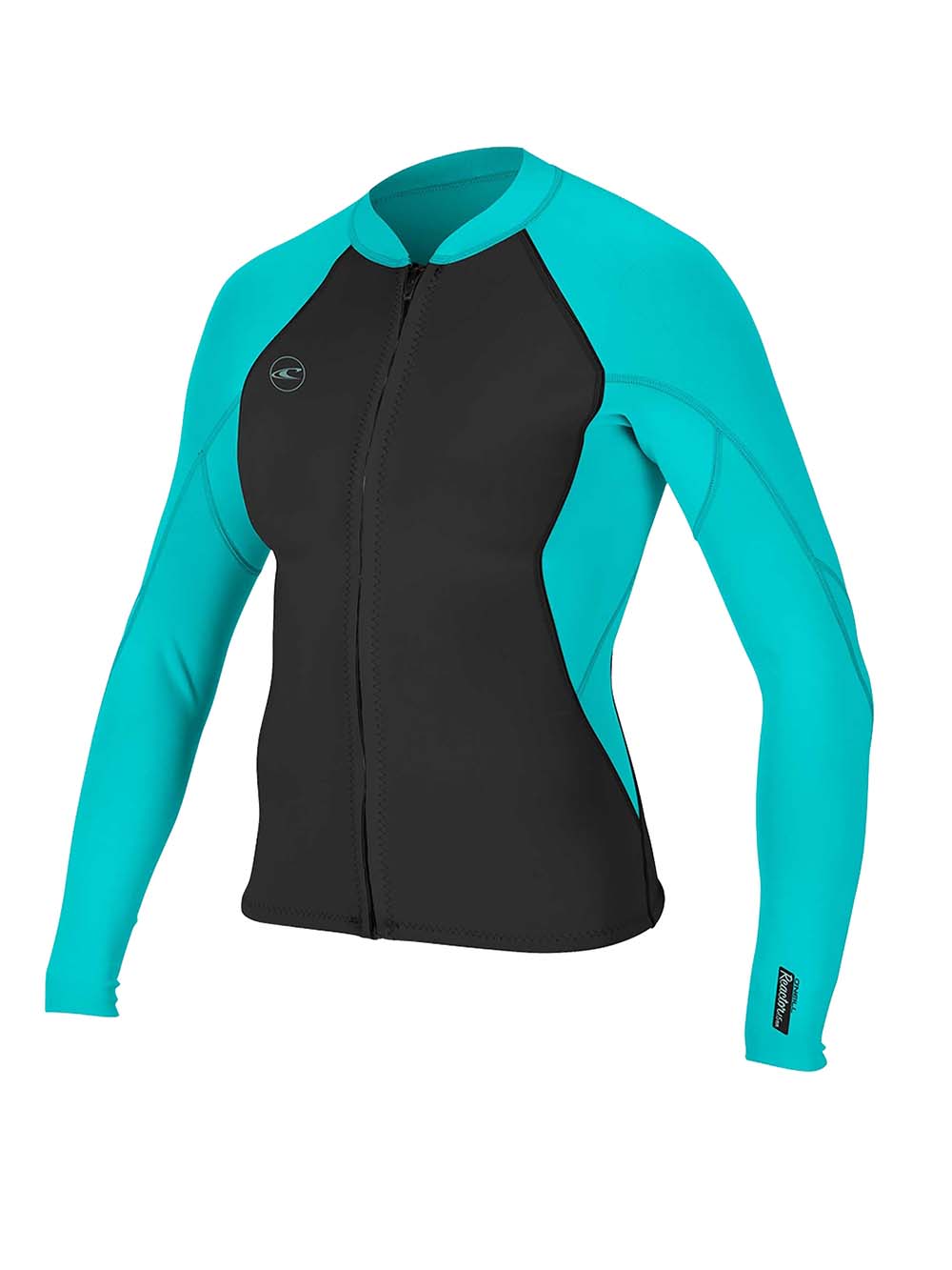 Women's Reactor II 1,5mm Front Zip Jakke | Dame | Black/Aqua - Gumpel & Co