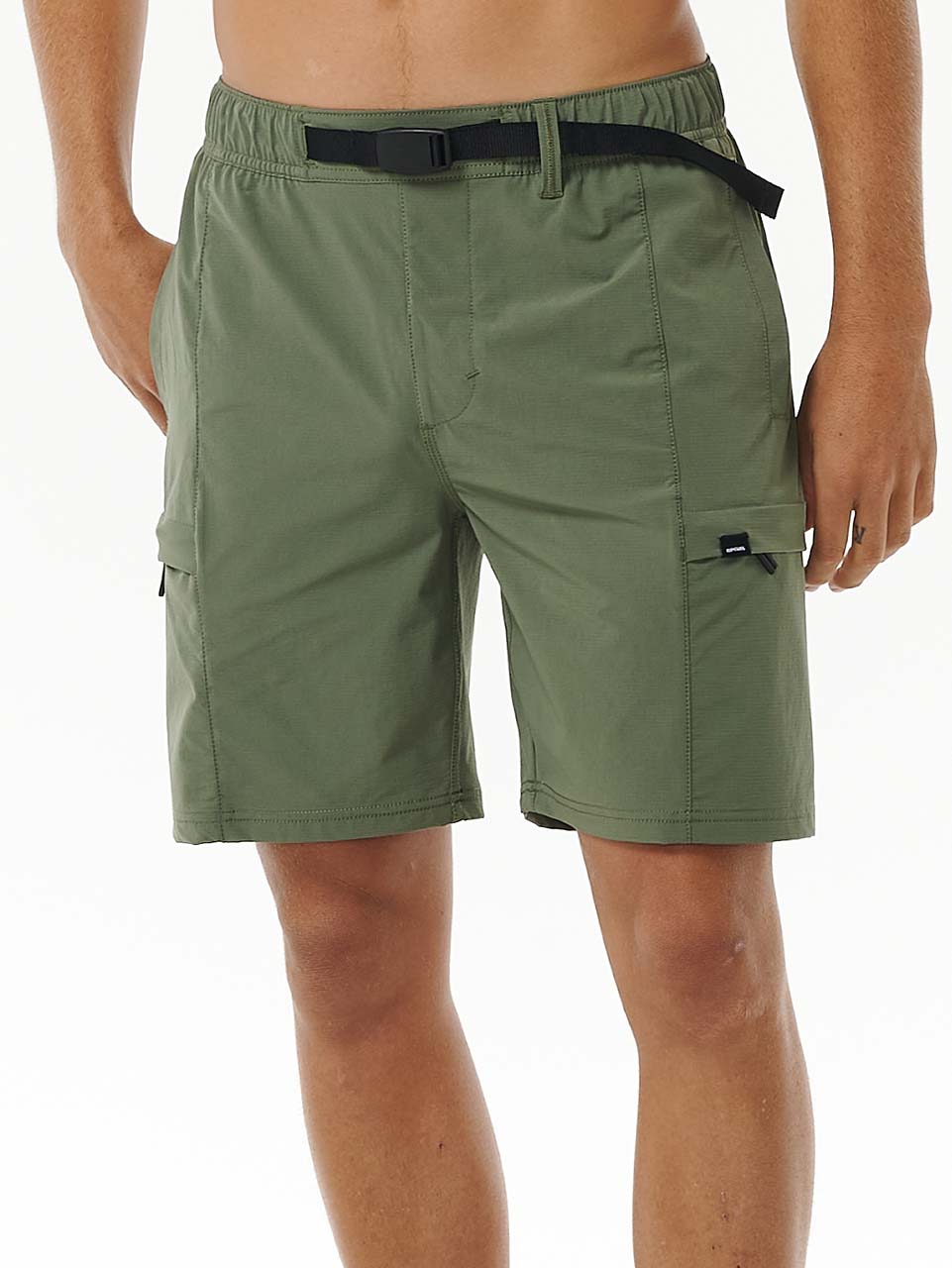 Men's Hybrid Boardwalk Buckled Cargo Volley Shorts - Herre - Dark Olive - Gumpel & Co