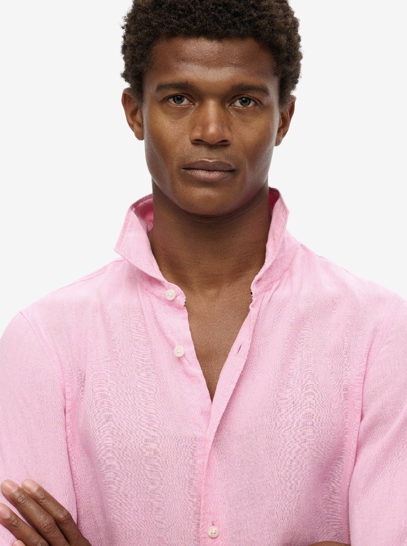Vacation L/S Linen Shirt - Men - Coastal Pink - Gumpel & Co