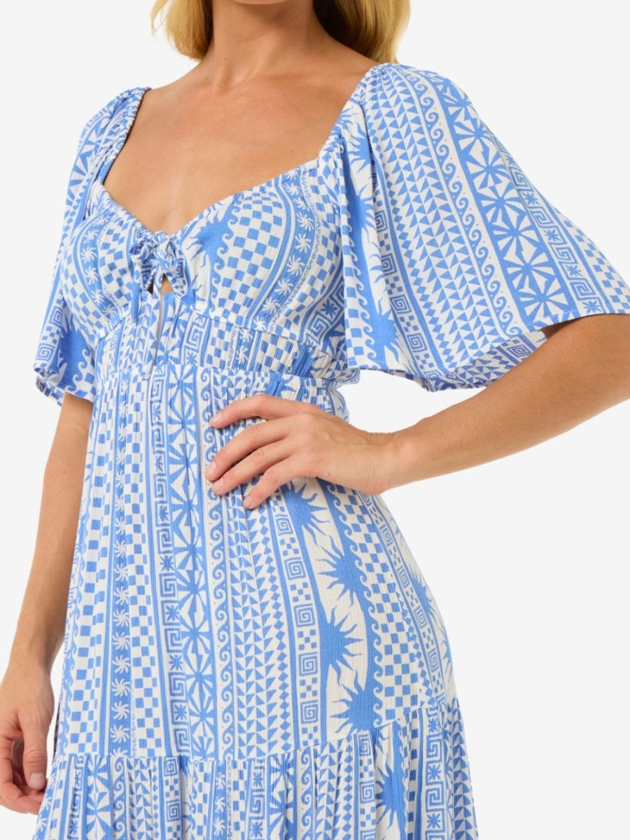 San Carlos Short Sleeve Maxi Dress - Dame - Blue - Gumpel & Co