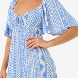 San Carlos Short Sleeve Maxi Dress - Dame - Blue - Gumpel & Co