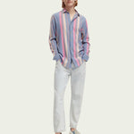 Men's Regular Fit Striped Skjorte - Herre - White/Pink Stripe - Gumpel & Co