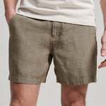 Men's Overfarvede Shorts i Hør - Herre - Washed Khaki - Gumpel & Co