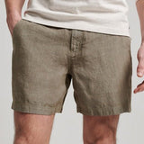 Men's Overfarvede Shorts i Hør - Herre - Washed Khaki - Gumpel & Co