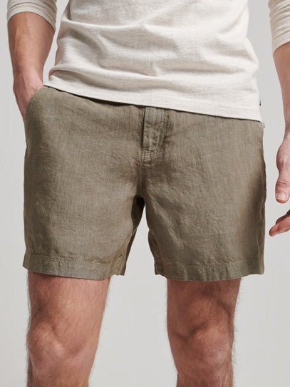 Men's Overfarvede Shorts i Hør - Herre - Washed Khaki - Gumpel & Co