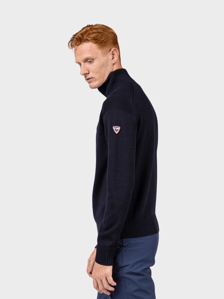 Odysseus Halfzip Merino Strik - Herre - Dark Navy - Gumpel & Co