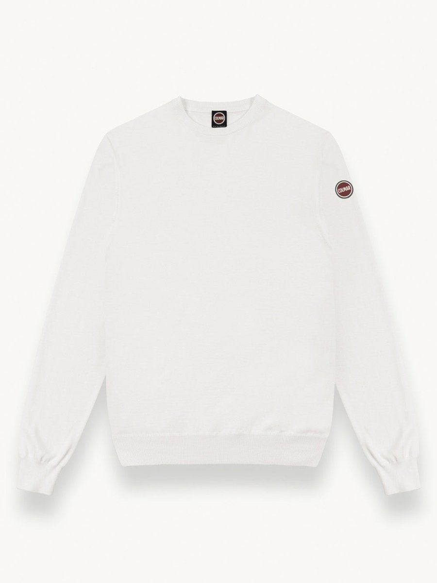 Men's Sweater m. Rund Hals - Herre - White - Gumpel & Co