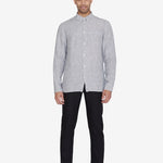 Men's REGULAR STRIPED LINEN SHIRT - Total Eclipse - Gumpel & Co