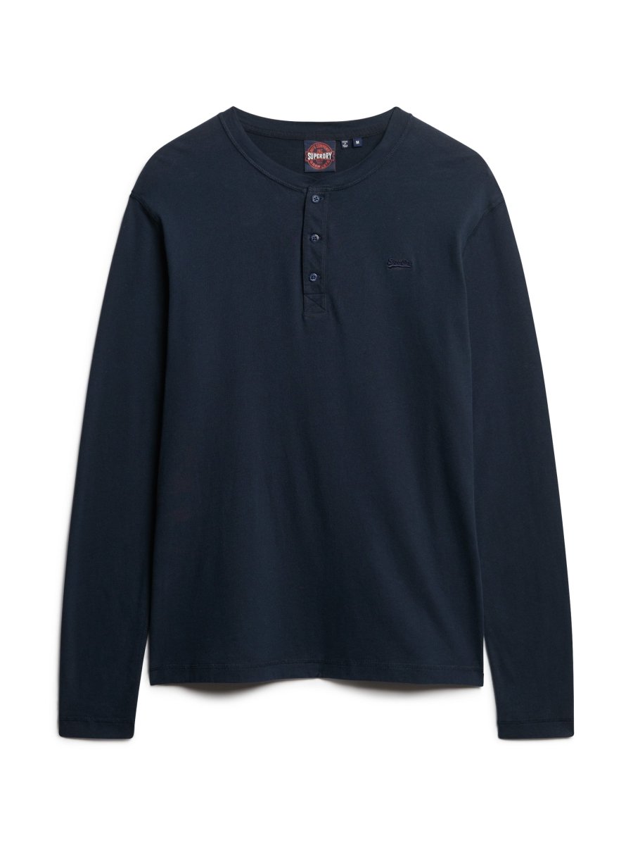 Men's Vintage Logo Embroidered Henley LS Tee - Herre - Eclipse Navy - Gumpel & Co