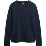 Men's Vintage Logo Embroidered Henley LS Tee - Herre - Eclipse Navy - Gumpel & Co