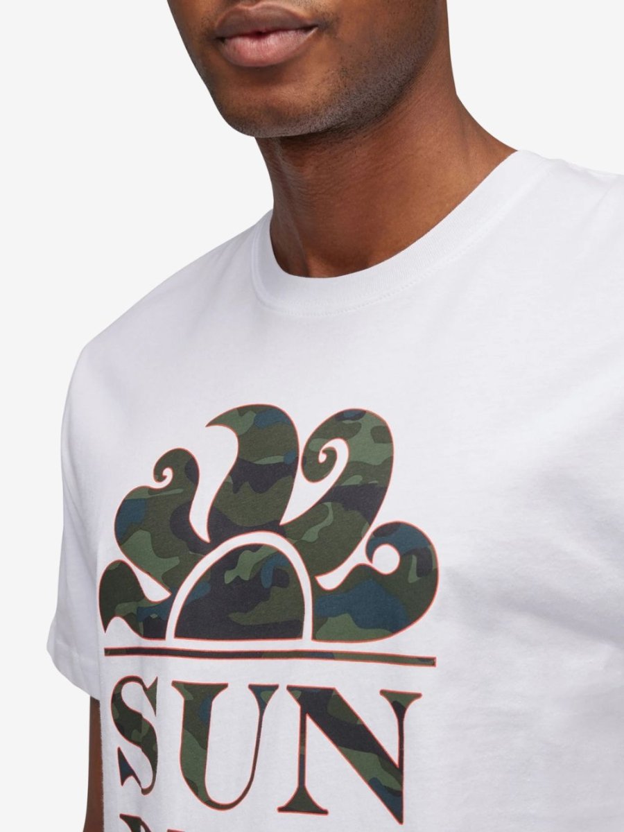 Camou Follow The Sun Print T-shirt - Herrer - White - Gumpel & Co