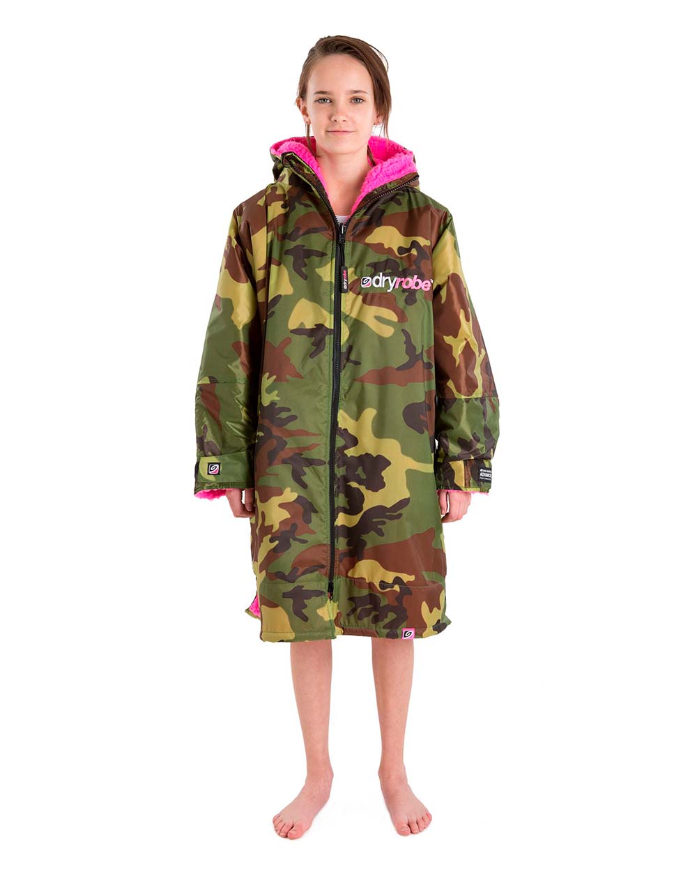 Kid's Advance Long Sleeve Surf Poncho | Børn | Camo/Pink - Gumpel & Co