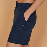 Women's Casual Hør Shorts - Dame - Navy - Gumpel & Co
