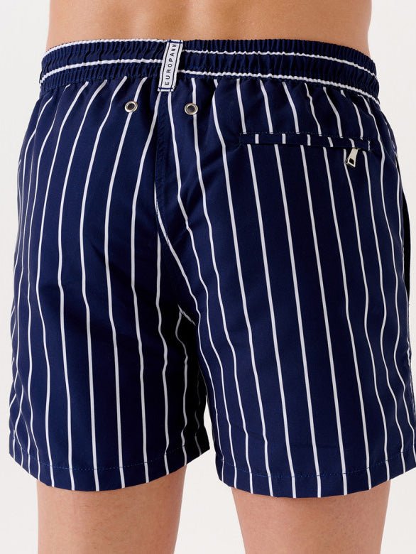 Men's Sid Striped Badeshorts - Herre - Marine - Gumpel & Co