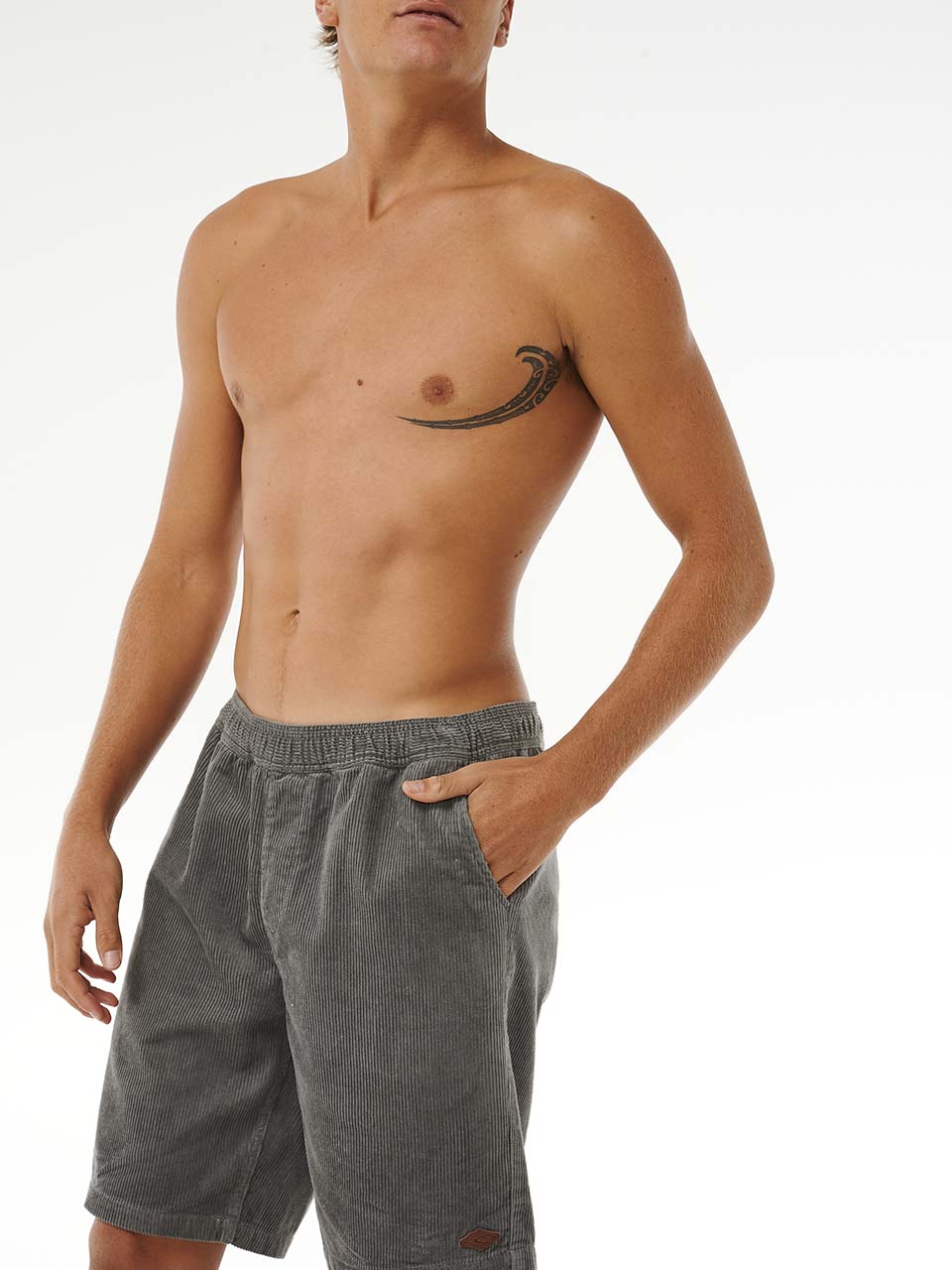 Men's Classic Surf Cord Volley Fløjlsshorts - Herre - Charcoal Grey - Gumpel & Co