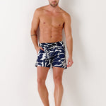 Men's Pietro Leaf Badeshorts - Herre - Marine - Gumpel & Co