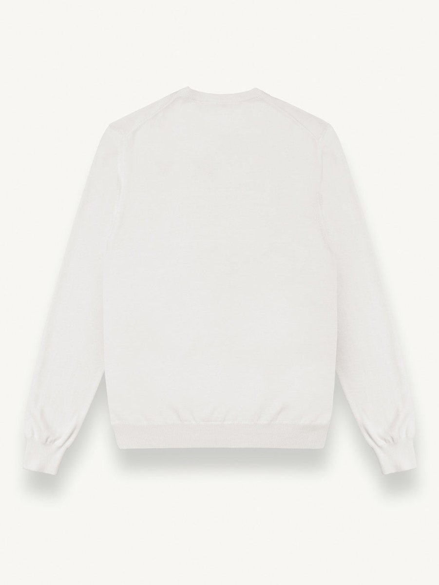 Men's Sweater m. Rund Hals - Herre - White - Gumpel & Co