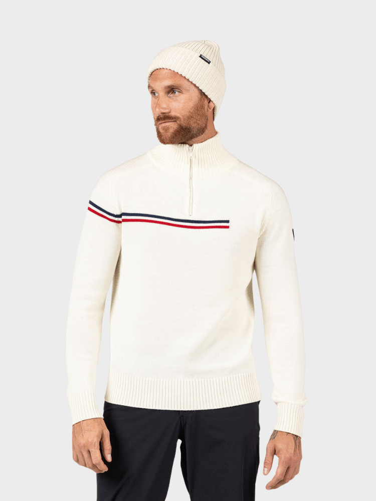 Odysseus Halfzip Merino Strik - Herre - Hvid - Gumpel & Co