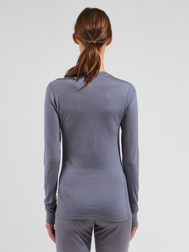 Women's Natural Merinould 200g/m2 Crew Neck skiundertrøje - Dame - Black - Gumpel & Co