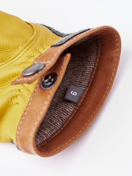 Deerskin Wool Tricot Handske - Herre - Charcoal/Natural Yellow - Gumpel & Co