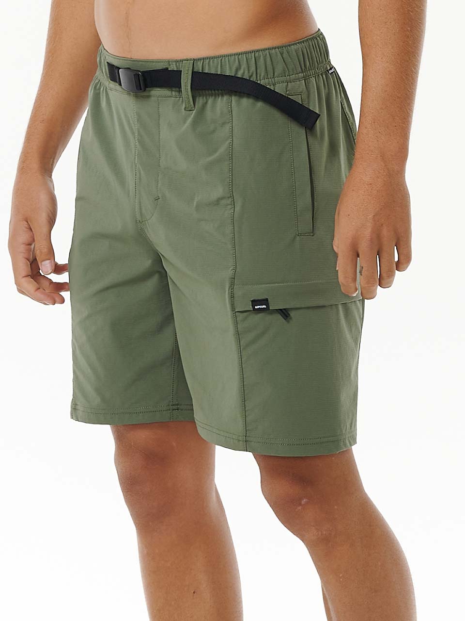 Men's Hybrid Boardwalk Buckled Cargo Volley Shorts - Herre - Dark Olive - Gumpel & Co