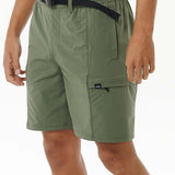 Men's Hybrid Boardwalk Buckled Cargo Volley Shorts - Herre - Dark Olive - Gumpel & Co