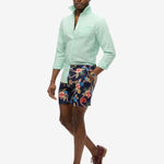 Hawaiian Print 16 Swim Shorts - Men - Tropical Chain Navy - Gumpel & Co