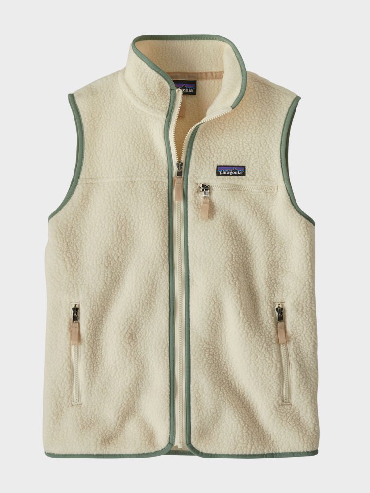 Retro Pile Fleece Vest - Dame - Natural w/Ellwood Green - Gumpel & Co