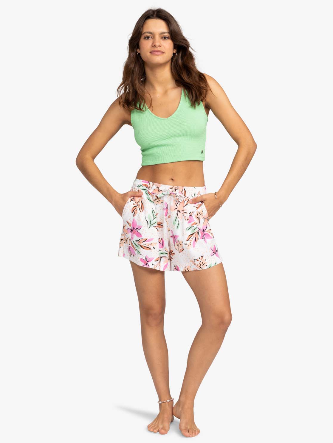 Women's Lekeitio Break Beach Shorts - Dame - Snow White Tropical - Gumpel & Co